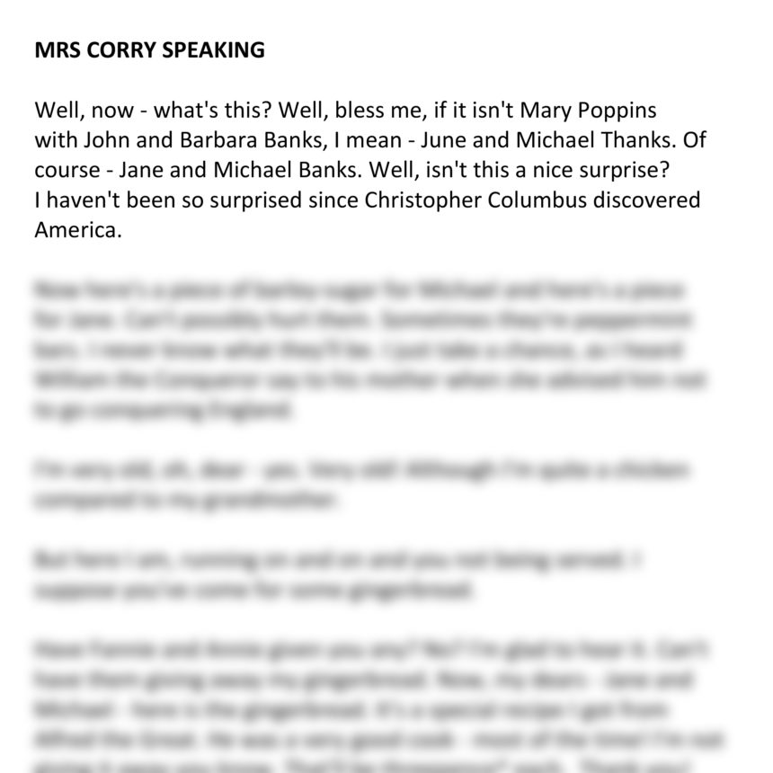 Mary Poppins (Mrs Corry Speaking)