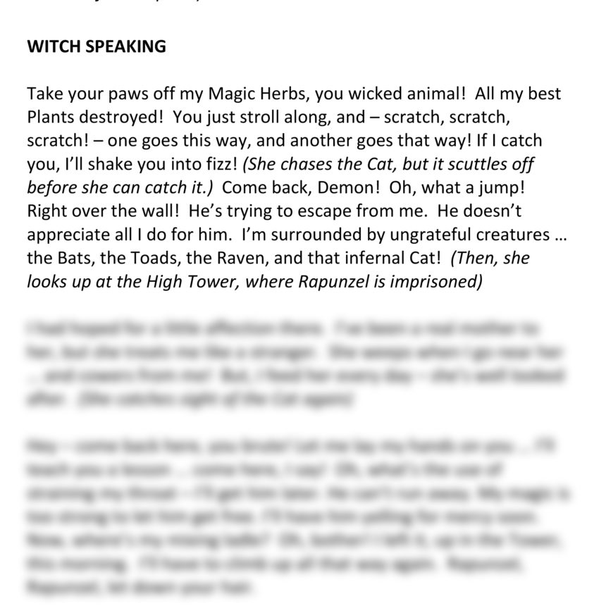 Rapunzel (Witch Speaking)