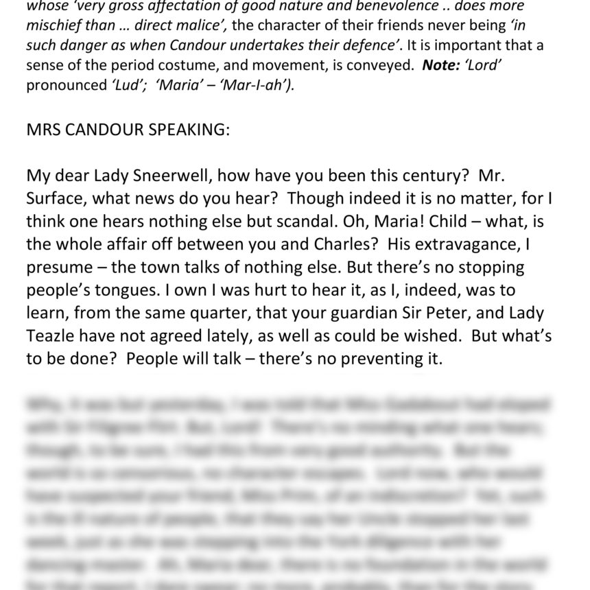 The School For Scandal (Mrs. Candour Speaking)